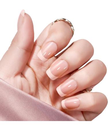 JSRQT 360 Pieces French Tip False Nails Artificial Acrylic French Nails Stick on Nails Nude Color Full Cover Fake Nails Tips for Women Girls Press on Nails Square Long Nail Art Manicure Decorations - Buy Online on GoSupps.com