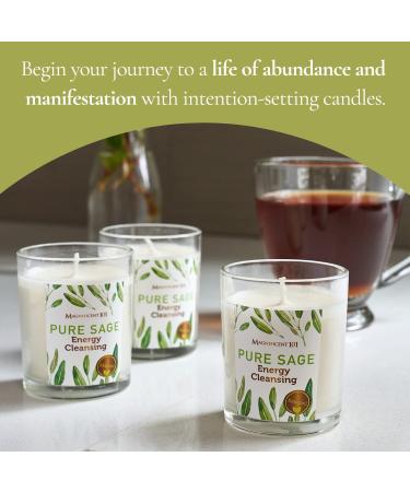 Set of 3 Pure Sage Smudge Candles for Energy Cleansing - Aromatherapy, Meditation, Banishing Negative Energy - 3.5oz Glass Holders - Buy Online on GoSupps.com