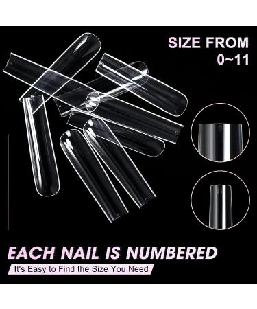 Ranrose 240PCS XXXL Long Square Acrylic Nail Tips - Clear Full Cover Straight Tapered Square Nails - 3XL Long Square Tips - Buy Online on GoSupps.com
