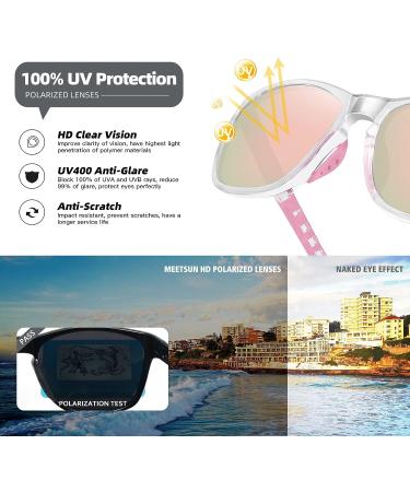 MEETSUN Polarized Sports Sunglasses | Transparent Frame-pink Mirror Lens | UV400 Protection for Men and Women - Buy Online on GoSupps.com