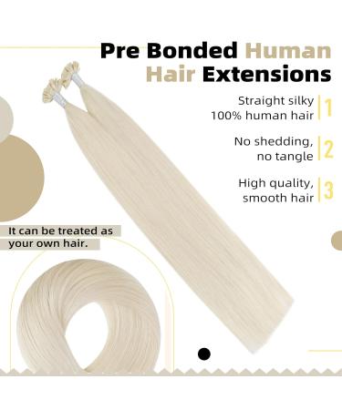 UGEAT Keratin Hair Extensions - Real Hair U Tips #60A White Blonde 50g 60cm/24inch - Pre Bonded Fusion Remy Hair - Buy Online on GoSupps.com