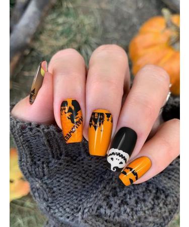 Halloween Gel Nail Wrap Sticker Set - Pumpkin Spider Web Skull Design, Red Polish Strips for Women, Halloween Nail Art Decor - UV/LED Lamp Required - Buy Online on GoSupps.com