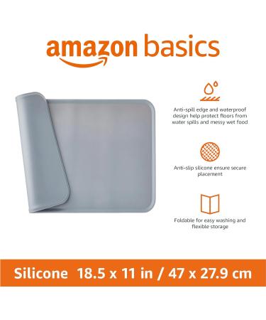 Amazon Basics Silicone Waterproof Pet Food Mat - 47 x 29 cm Grey - Buy Online on GoSupps.com
