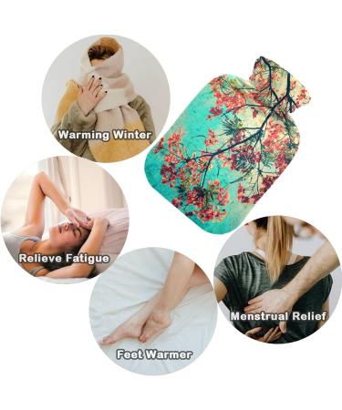 Naanle Orange Peacock Flowers Hot Water Bottle with Lid | 2L Heat Bottle for Back Pain Relief & Cold Therapy - International Shipping Available - Buy Online on GoSupps.com
