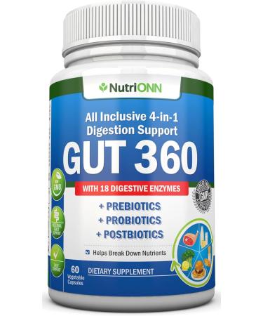 NutriONN Psyllium Husk Capsules & 4-in-1 Digestive Enzymes Combo - Targeted Gut & Digestive Health Support - Buy Online on GoSupps.com
