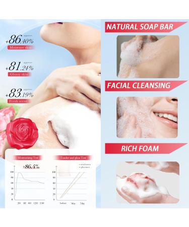 Rose Soap Handmade Soap Bar Natural Soap with Rose Essential Oil Facial Soap Bar Cleanser Suitable for All Skin Types Face & Body Cleansing Hydrating Moisturising Exfoliating Vegan & Residue-Free 1 - Buy Online on GoSupps.com