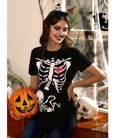 G and PL Halloween Pregnancy Womens Top Maternity Funny Graphic Shirt - Skeleton Design | S-XXL - Buy Online on GoSupps.com