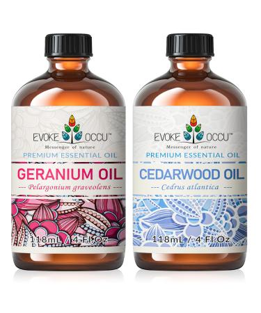 EVOKE OCCU Geranium Essential Oil and Cedarwood Essential Oil - 4 Fl Oz
