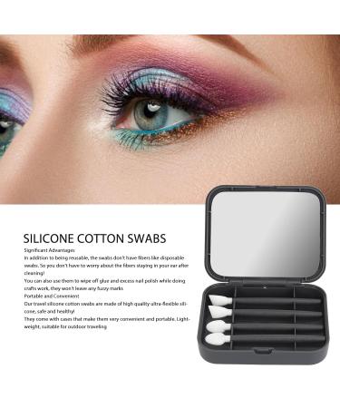 Silicone Cotton Swab Set | Reusable Makeup Brushes for Ears & Eyes | Portable Black | Eco-Friendly Beauty Essentials - Buy Online on GoSupps.com