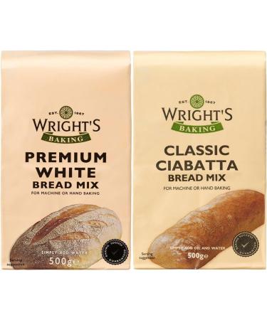 Wright's selection pack | Premium White Bread Mix And Ciabatta Bread Mix | Simply Add Oil and Water | For Machine or Hand Baking | Suitable for Vegetarians - Buy Online on GoSupps.com