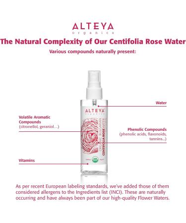 Alteya Organic Centifolia Rose Water Spray 100ml - 100% USDA Certified Organic Authentic Pure Natural Rosa Centifolia Flower Water Steam-Distilled and Sold Directly by The Rose Grower Alteya Organics - Buy Online on GoSupps.com