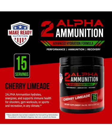 2ALPHA Cherry Limeade Hydration Powder - 304.5g | Energy Drink & Immune Support for Shooting Sports | Vitamin C Calcium D-Ribose & More - Buy Online on GoSupps.com