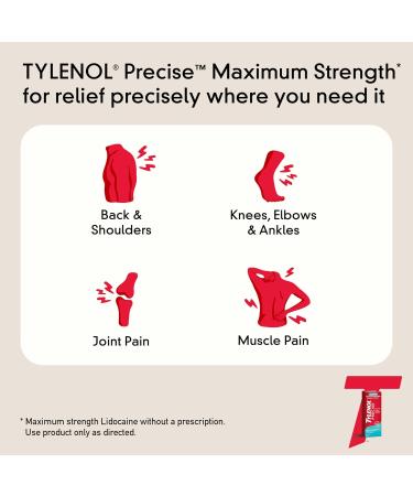 Tylenol Precise Cooling Pain Relieving Cream - Maximum Strength 4% Lidocaine & 1% Menthol for Joint Pain Relief | Fast-Acting Light Scent 4oz - Shop Internationally - Buy Online on GoSupps.com