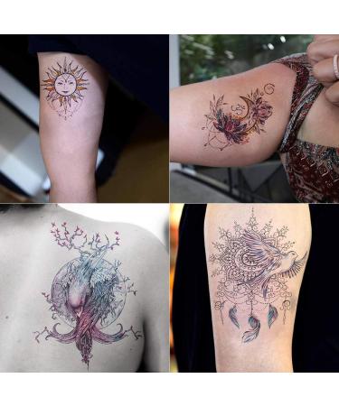 Oottati Fairy Tales Animal Temporary Tattoo Kit - Pink Unicorn Swan Deer Elf Wolf Owl Eagle Elephant Sun Flower Arm - 12 Sheets - Buy Online on GoSupps.com