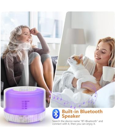Hianjoo 500ml Aroma Diffuser & Bluetooth Humidifier - Timer & 7-Color LED for Yoga Spa Office & Bedroom - White Wood Grain - Buy Online on GoSupps.com