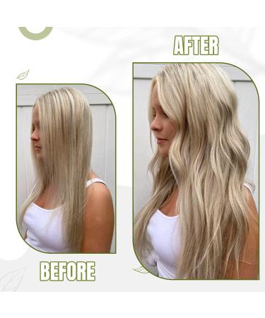 Runature Real Hair Extensions Clip-In Ash Blonde & Platinum Blonde - Seamless Remy Hair 35cm (14 inch) 50g 3 Pieces #18P60 - Buy Online on GoSupps.com