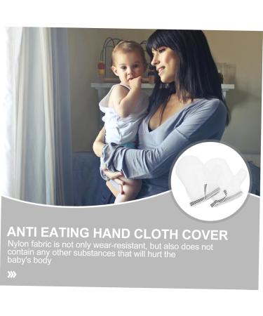 FRCOLOR 1 Pair Anti-eating Gloves Anti Scratching Gloves Stop Nail Biting Necessities Boy Finger Sucking Guard Newborn Thumb Sucking Glove Weaning Mittens Essentials Girl Nylon Baby White - Buy Online on GoSupps.com