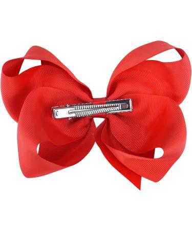 2Pcs 6 Inch Large Grosgrain Ribbon Red Hair Bows Barrettes Clip for Girls | School Hair Accessories for Toddlers & Teens - Buy Online on GoSupps.com
