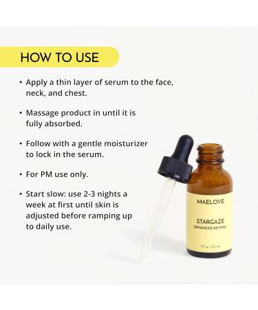 Buy MAELOVE Stargaze Enhanced Retinol Serum - 0.25% Time-Released Retinol for Radiant Skin Hydrating Hyaluronic Acid Niacinamide & Soothing Botanicals - Ideal for Sensitive Skin - USA Made - International Shipping Available - Buy Online on GoSupps.com