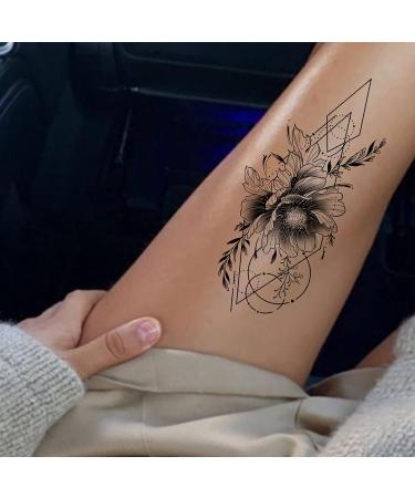 STALT Large Flower Temporary Tattoos for Women - Waterproof Color and Black Tattoo Stickers - 3D Rose Peony Blossom Design for Shoulders, Arms, Legs, and Back - Buy Online on GoSupps.com