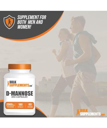 BulkSupplements D-Mannose Capsules - 2000mg Vegan Urinary Tract Health Supplement 180 Veg Capsules 3 Capsules per Serving - Buy Online on GoSupps.com