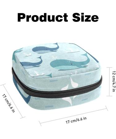 Menstrual Pad Bag with Zipper | Stylish Tampon Pouch for Women & Girls - Whales & Sea Anchor Design - Buy Online on GoSupps.com