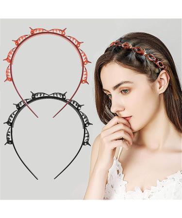 Buy Liliyuan Pony Hairstyle Hairpin - Braided Frontal Ligaments for Women | Double Layer Twist Hair Tools | Multi-Layered Hollow Woven Headband with Crocodile Clamp in Brown - International Shipping Available - Buy Online on GoSupps.com