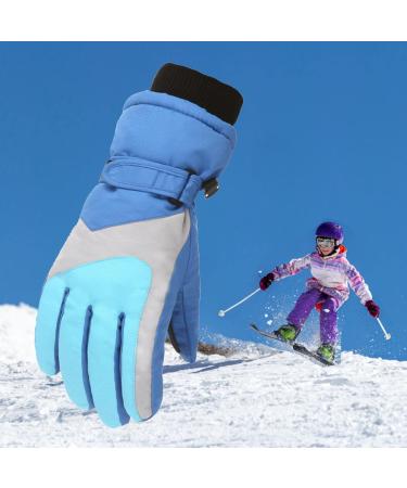 pimelu Snow Gloves Ski Winter Gloves Waterproof Windproof Children Warm Gloves, for Running Cycling Skiing Working Hiking Blue_0 Small