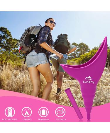Reusable Silicone Female Urination Device - Fuchsia Women's Urinal for Standing Pee, Travel & Outdoor | Includes Drawstring Bags - Buy Online on GoSupps.com