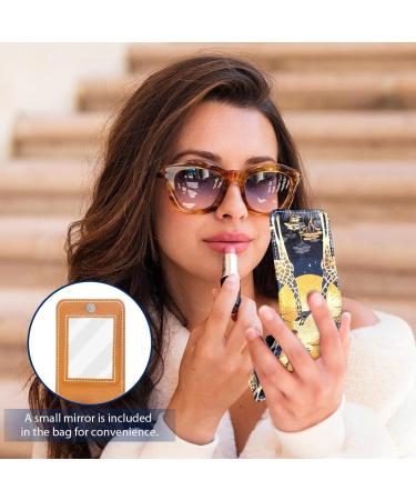 Buy Leather Lipstick Case with Mirror | Mini Lipstick Organizer - African Giraffe Design - Buy Online on GoSupps.com