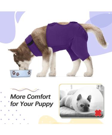Kuoser Dog Recovery Suit - E-Collar Alternative for Male & Female Dogs Post-Surgery Comfort & Healing Anti-Lick Bodysuit Purple - Buy Online on GoSupps.com