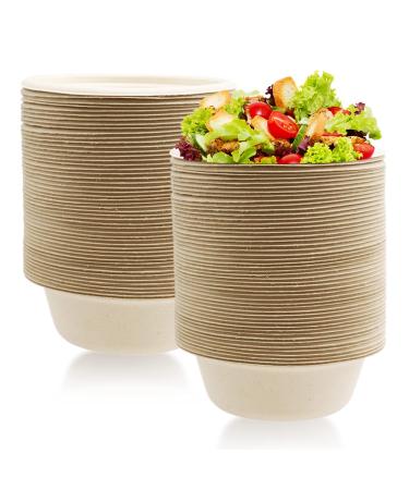 Lshfwn 100 Pack 12 oz Disposable Paper Bowls,Heavy Duty Compostable Bowls,Natural Bagasse Bowls,Eco-friendly Paper Alternative Bowls for Parties Restaurants Catering 100 PCS 12oz Brown