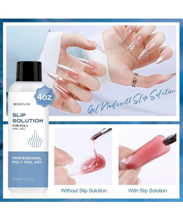 Morovan Poly Gel Slip Solution 120ml - Anti-stick Poly Nail Gel Liquid with Brush Bottle Cap - Easy DIY Extension Nail Liquid Cup - Buy Online on GoSupps.com