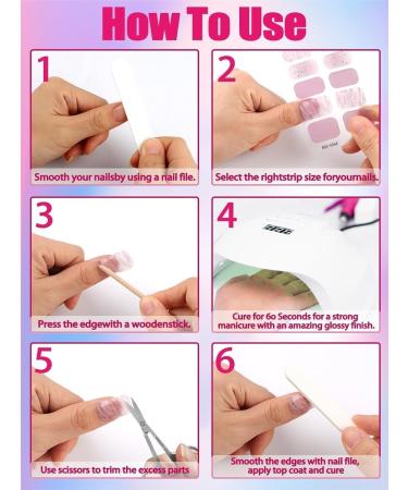 TOROKOM Semi Cured Gel Nail Strips - 20PCS Self-Adhesive Full Nail Wraps in Purple Aura | DIY Manicure Kit with Nail File & Wooden Stick - Buy Online on GoSupps.com