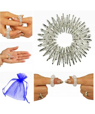 Chi Enterprise Premium Massage Ring | Anti-Stress Acupressure Ring for Anxiety | Silver Large | International Shipping - Buy Online on GoSupps.com