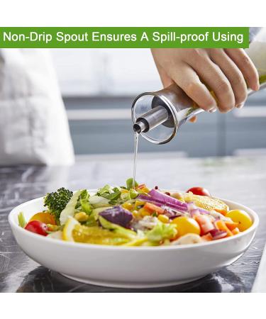 Bivvclaz Glass Olive Oil Dispenser - 18 Ounce Oil and Vinegar Cruet with Drip-Free Spout | Airtight Silicone Cap for Easy Kitchen Decor | Easy to Clean | Black Transparent - Buy Online on GoSupps.com
