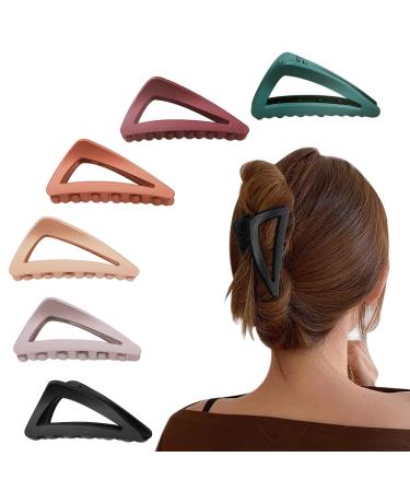 Hair Claw Clips Girls Women Nonslip French Matte Claw Clip for Thin Hair Curly Straight Long Hair - 6 Packs / Set