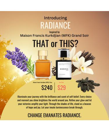 RADIANCE | Inspired by (MFK) GRAND SOIR | Pheromone Perfume for Men and Women | Extrait De Parfum | Long Lasting Dupe Clone Essential Oils Fragrance | Perfume De Hombre Mujer | (30 ml / 1 Fl Oz) 1 Fl Oz (Pack of 1) - Buy Online on GoSupps.com