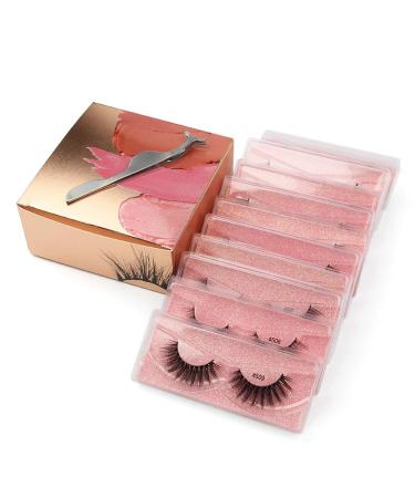 10 Pairs 6D Natural Look False Eyelashes - Short Soft Handmade Wispies + Tweezer | Reusable Makeup Essentials - Buy Online on GoSupps.com