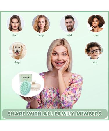 Hience Scalp Massage Brush Set - 2 Pcs Hair Growth & Anti-Dandruff Shampoo Brush | Eco-Friendly Wheat Straw & Soft Silicone Bristles | Mint Green & Beige - Buy Online on GoSupps.com