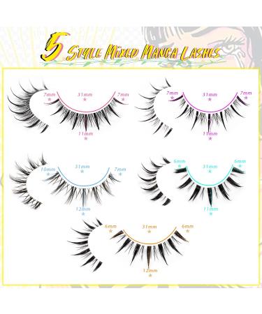 Emeda Manga Eyelash 10 Pairs - Stylish Anime & Cosplay Lashes 100% Handmade Soft & Natural with Transparent Band - Buy Online on GoSupps.com