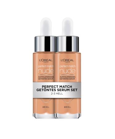 L'Or al Paris tinted serum nourishing liquid foundation with hyaluronic acid Perfect Match Tinted Serum No. 2-3 Hell 2 x 30 ml 30 ml (2 Series Pack) No. 2-3