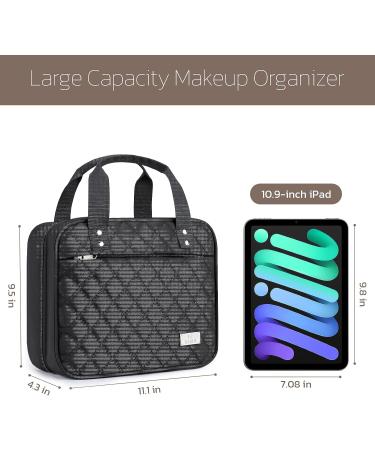 Estour Toiletry Bag for Women  Large Travel Makeup Bag Organizer with Detachable Mirror and Transparent Cosmetic Bag  Suitable for Travel Size Toiletries  Gifts for Women-Classic Black - Buy Online on GoSupps.com