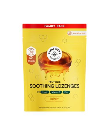 Beekeeper's Naturals Soothing Honey Cough Drops - Immune Support with Vitamin D Zinc and Propolis Throat Soothing Lozenges 24 Ct Honey Lozenges 24 Count