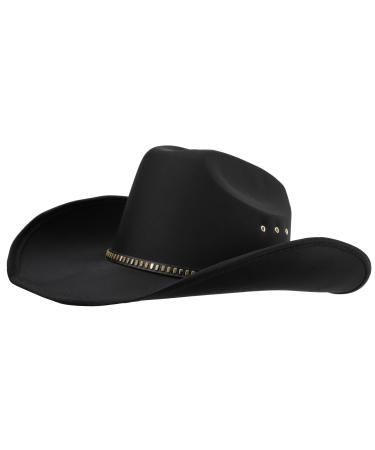 Pro Celia Felt Women Cowgirl Men Western Cowboy Hat Black Knit