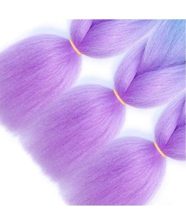 AFNOTE Ombre Braiding Hair 24 Inch 3Pcs Pre Stretched Braid Extensions - Dark Purple/Lake Blue/Light Purple - Buy Online on GoSupps.com