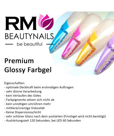 Glossy Black Gel Nail Polish - UV LED Color Gel No Sweat Layer | RM Beautynails 5ml - Buy Online on GoSupps.com