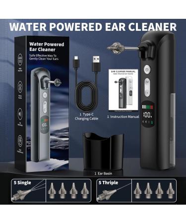 Buy Ear Wax Removal Water Powered Cleaner | 8 Pressure Settings 3 Modes IPX7 Waterproof LED Display & 10 Tips - Safe & Effective Ear Cleaning Tool - Buy Online on GoSupps.com