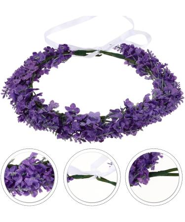 minkissy Flower Headband Lavender Flower Garland Lavender Headband Flower Crown Lavender Headpiece for Beach Vacation (Light Purple) - Buy Online on GoSupps.com