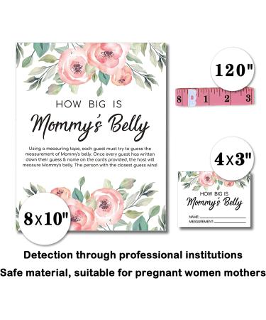 Baby Shower Measure Belly Game Set - 34 PCS Pink | How Big is Mommy's Belly | Includes 30 Guessing Cards, 3 Measuring Tapes, and Game Sign with Stand - Buy Online on GoSupps.com